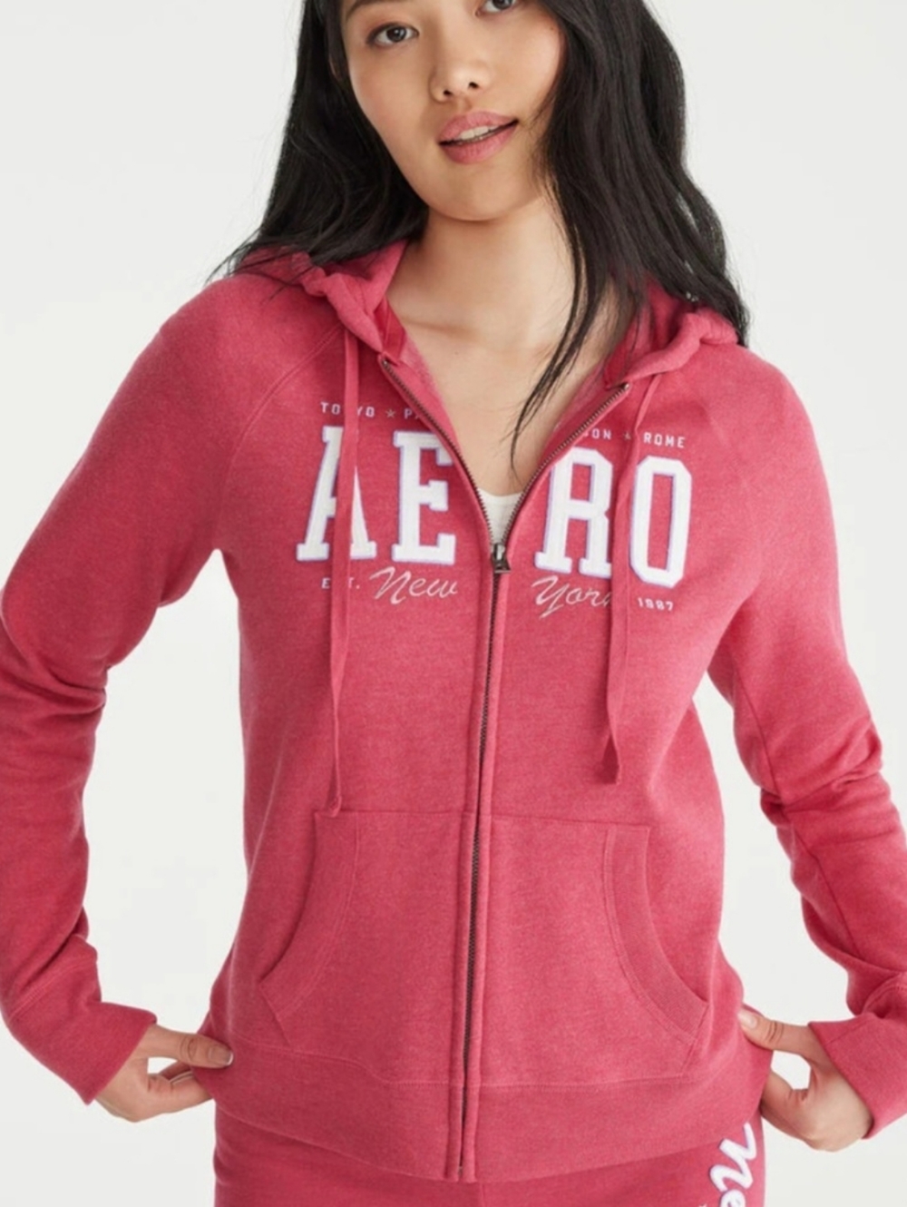 Aeropostale New York Red Rose Zip-Up Hoodie with Logo NWT XL